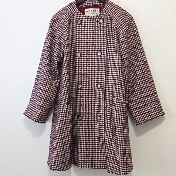 Jaeger Great Britain plaid Pure wool  vintage  coat jacket - Picture 1 of 8